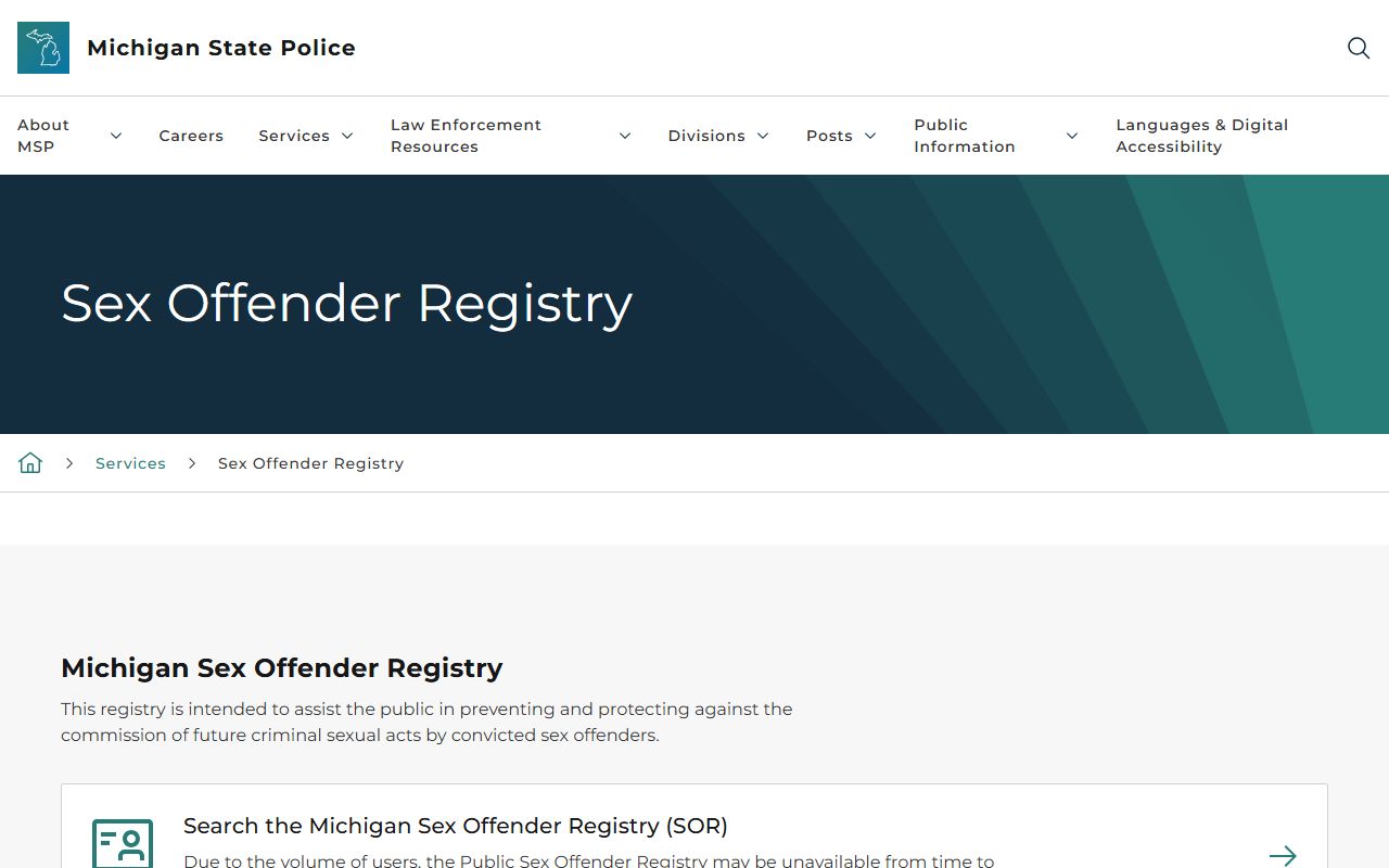 Lapeer County arrest records Michigan Sex Offender Registry
