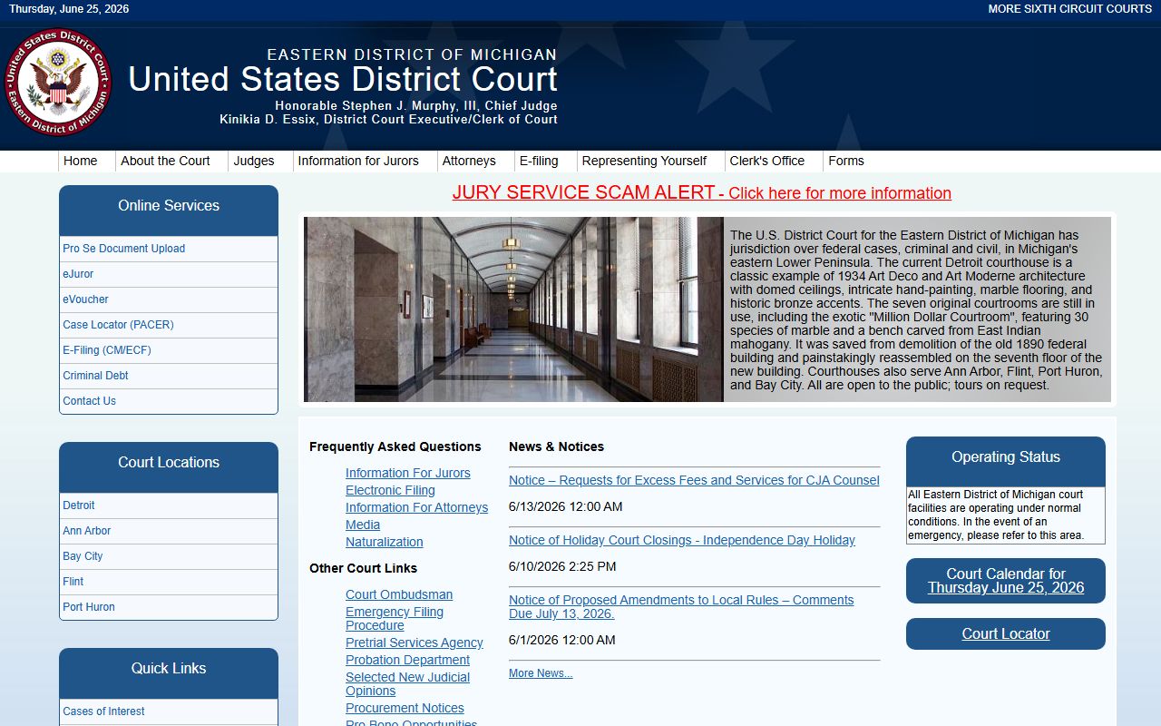 Lapeer County arrest records Eastern District of Michigan federal court