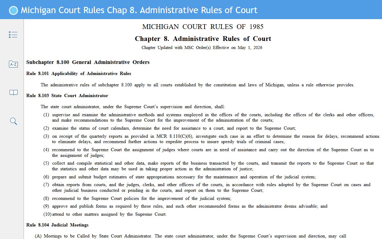 Lapeer County court records access rule under Michigan Court Rule 8.119