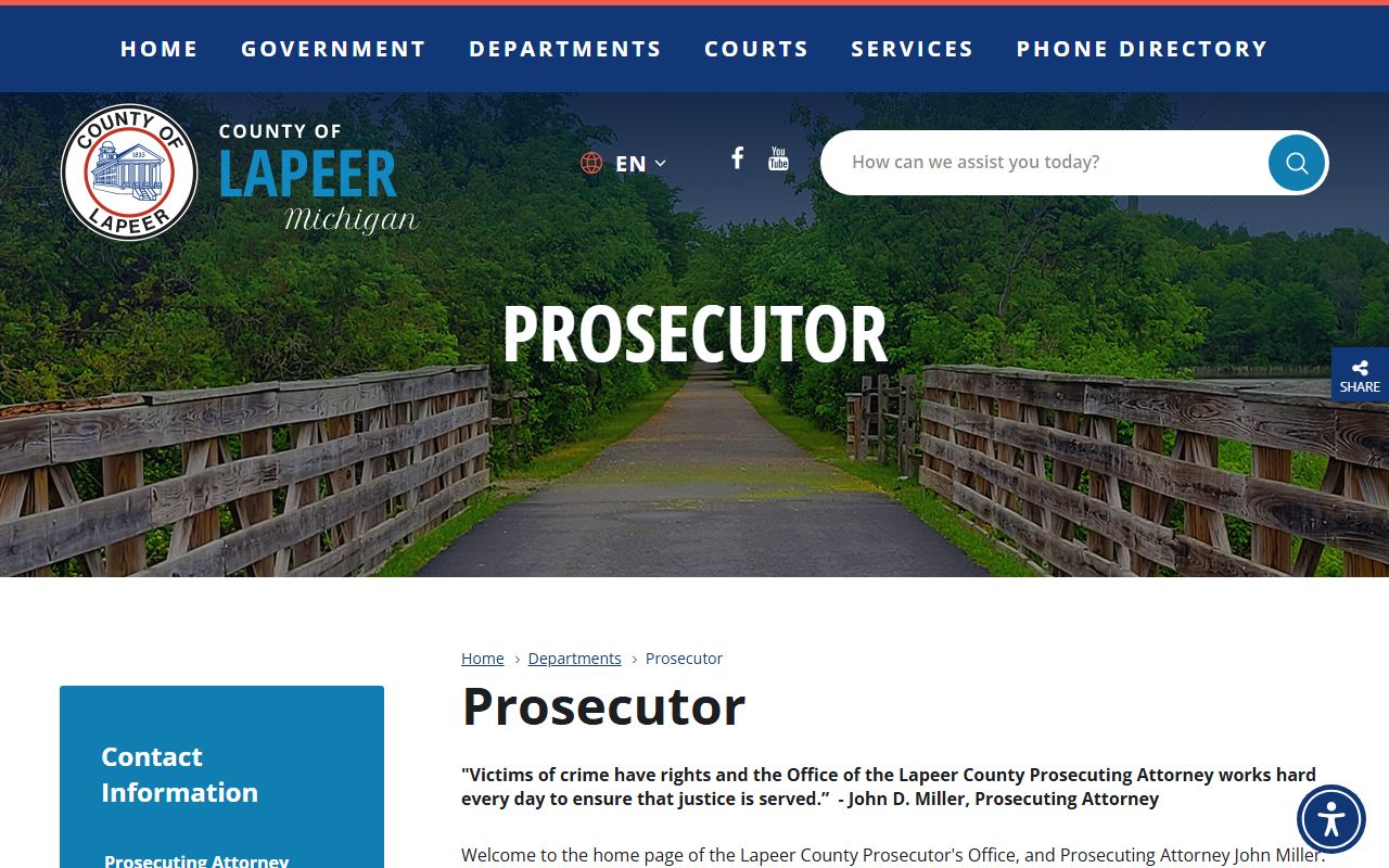 Lapeer County criminal court records prosecutor office page