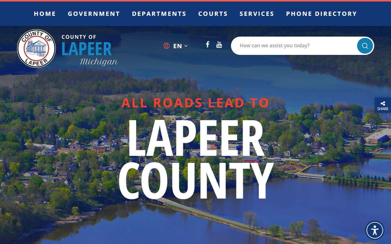 Lapeer County government homepage used to reach court records