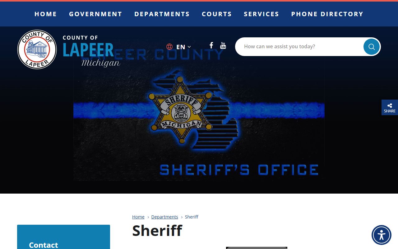 Lapeer County Sheriff homepage tied to court records and custody