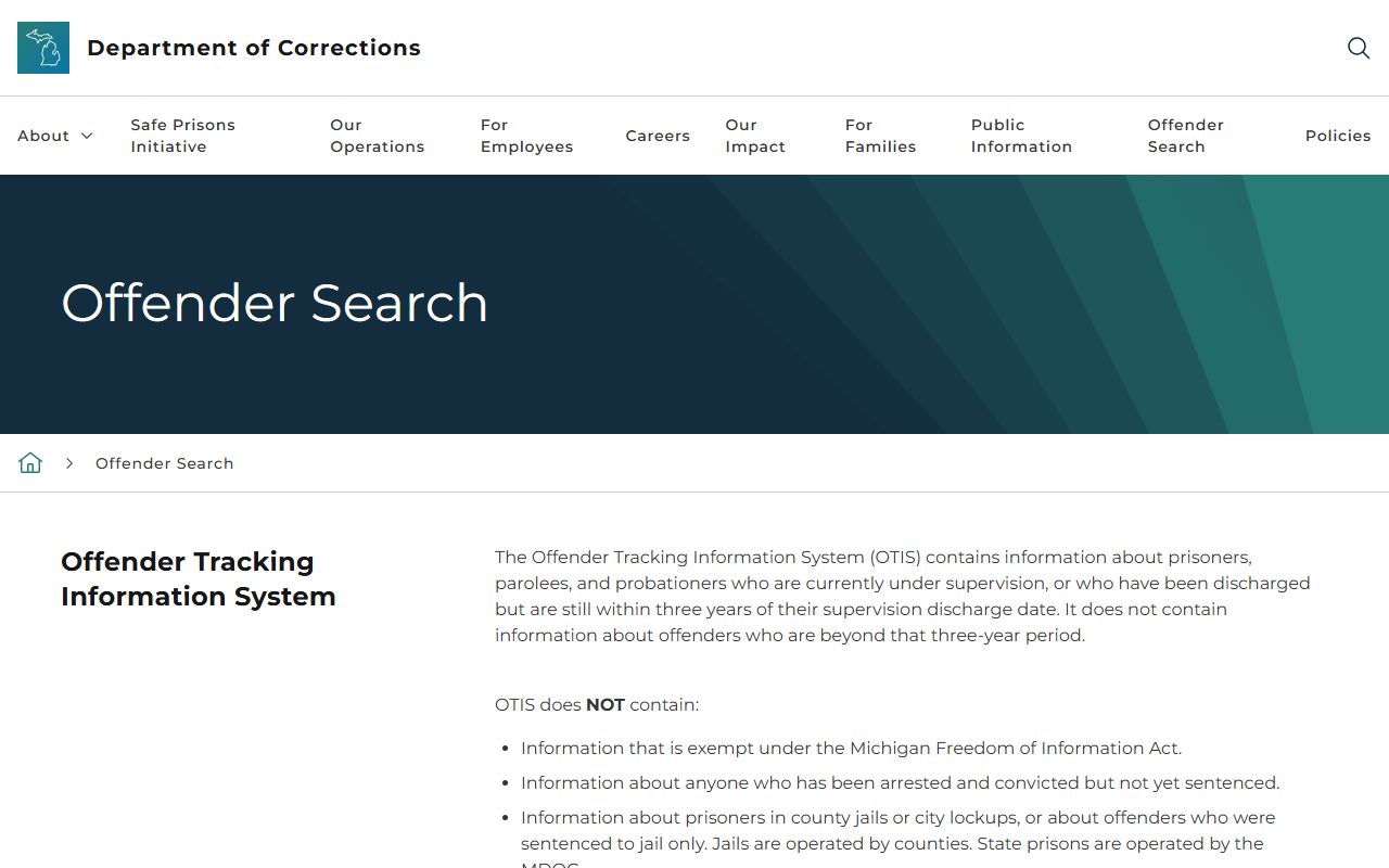 Lapeer County inmate records link to MDOC OTIS offender search