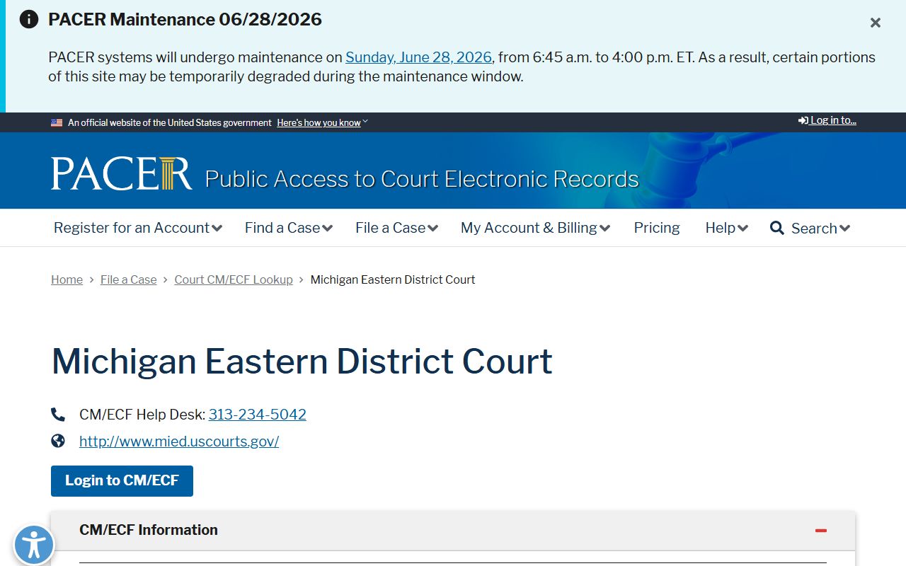 PACER court lookup for federal cases separate from Lapeer County probate records